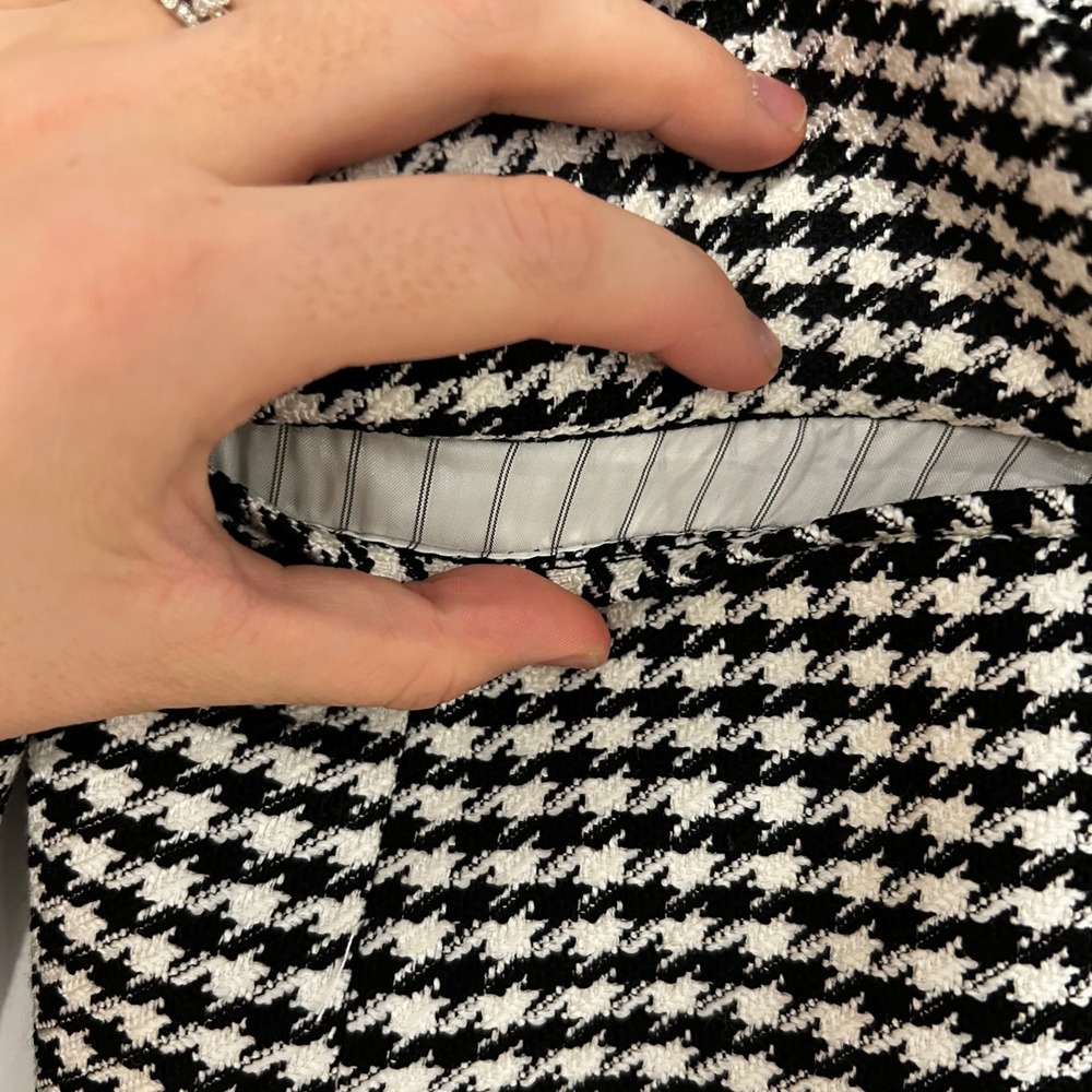Veronica Beard Houndstooth Dickey Double Breasted Blazer Black White Women Large - Picture 7 of 13
